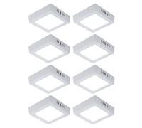 Plafonnier LED lampe de salon lampe de couloir panneau en saillie lampe de cuisine carrée, plastique blanc, 6W 660lm 6500K blanc froid, L 12 cm, lot de 8