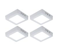 Plafonnier LED lampe de salon lampe de couloir panneau en saillie lampe de cuisine carrée, plastique blanc, 6W 660lm 6500K blanc froid, L 12 cm, lot de 4
