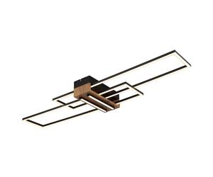 Plafonnier LED lampe de salon lampe de plafond métal noir aspect bois L 100 cm