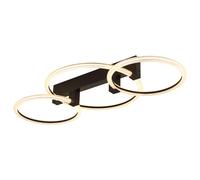 Plafonnier LED, lampe de salon, modèle apparent, métal noir, L 76,1 cm