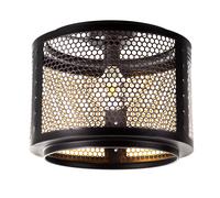Plafonnier LED Lampe de salon noir or Lampe rétro Lampe de table, abat-jour grillagé métal rond, 1x E27 filament LED blanc chaud, DxH 40x34 cm