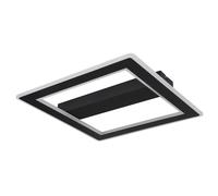 Plafonnier LED lampe de salon noire Lampe design LED moderne noir, métal, opale, 30W 1860Lm 3000+6500K blanc chaud+blanc froid, LxlxH 45x45x5 cm