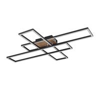 Plafonnier LED Lampe de salon Plafonnier mobile aspect bois L80 cm
