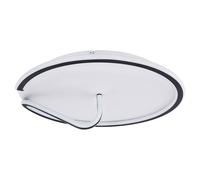 Plafonnier LED lampe de salon Plafonnier noir rond veilleuse dimmable avec télécommande, métal acrylique, CCT, 1x LED 50 watt 2400 lm, DxH 51x15 cm