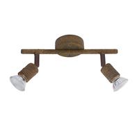 Plafonnier LED lampe de salon plafonnier rouille spots orientables, 2x 3 watts 2x 250 lumens 3000 Kelvin, LxH 26x15 cm