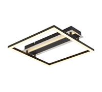 Plafonnier LED, lampe de salon, rectangulaire, noir, métal, L 36 cm