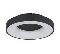 Plafonnier LED Lampe de salon ronde CCT lumière du jour avec télécommande, métal opalin noir plastique, veilleuse/mémoire à intensité variable, 31 watts 1800lumen 2700-6500K, D 40 cm