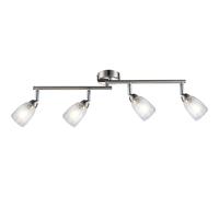 Plafonnier LED lampe de salon spot bar plafonnier chromé salle à manger, spots en verre mobiles au design craquelé, 4x 3W 250lm 3000K, LxH 60x 14 cm