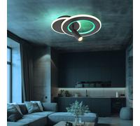 Plafonnier LED lampe design lampe de salon lampe de chambre à coucher, télécommande veilleuse mémoire lumière du jour dimmable changeur de couleur RVB CCT, 30W 1597lm 2700-6500K blanc d'avertissement-
