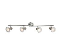 Plafonnier LED LED spot bar 4 flammes plafonnier cristal spot pivotant, argent clair, 4x 5 watt 340 lumens blanc chaud, LxH 70x14,5 cm
