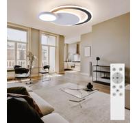 Plafonnier LED lumière du jour lampe design lumière salon lampe noir, RGB changeur de couleurs orientable dimmable télécommande CCT, 40W 2300lm 3000-6500K blanc chaud-blanc froid, L 57,5 cm