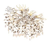 Globo Lampe Plafond LED Lustre Plafonnier Argent Cristaux Fumés 7 L