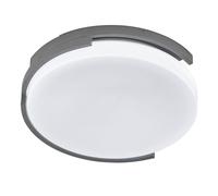 Plafonnier LED métal blanc gris lampe de chambre plafonnier plastique 37 cm, rond, 1x 18W 1800lm 3000K, DxH 37 x 9 cm