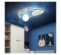 Plafonnier LED moderne à intensité variable avec télécommande, idéal pour la chambre d'enfant, le bureau ou la chambre à coucher. Lustre LED bleu nuage astronaute, luminaire adapté aux restaurants.