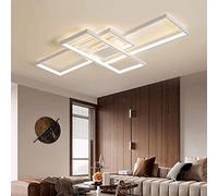 Plafonnier LED Moderne à intensité Variable, Design carré Chic avec télécommande, idéal pour Salle à Manger, Salon, Chambre, Cuisine, îlot Central, Couloir, Salle de Bain/Noir