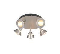 Plafonnier LED moderne argenté rond à 5 spots coniques 7W ROMEO Trio