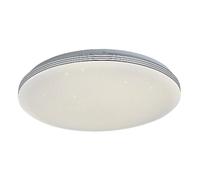 Plafonnier LED moderne blanc/chrome effet ciel étoilé Rabalux Toma 40W IP44