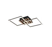 Plafonnier LED moderne bois noir réglable, cadres carrés, 20W, 3000K