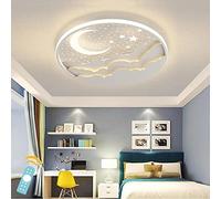 Plafonnier LED Moderne Créative Étoile Et Lune Lampe De Plafond Enfants Rond Dimmable Télécommande Lumière Éclairage Garçons Et Filles Chambre Enfants Bébé Chambre Salon Décoration Lustre,Blanc,50cm