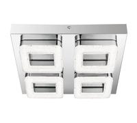 Plafonnier LED moderne en cristal, plafonnier carré en cristal chromé, 1x 35,2W 2950Lm blanc neutre, LxPxH 32x32x6,7 cm Globo 49224-32