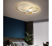 Plafonnier LED Moderne Grande Lampe De Salon Dimmable Avec Télécommande, Anneaux Ronds Design Plafonnier Créatif Métal Acrylique Éclairage Salle À Manger Chambre Décor Suspension,D'or,58CM/48W