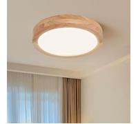 Plafonnier LED MOGOD - Moderne Lampe Plafond Rond Ø20cm en Bois - 4500K Lumière Neutre, Luminaire pour Salon Chambre Cuisine