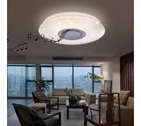 Plafonnier LED musique plafonnier haut-parleur LED avec Bluetooth, métal, effet étoile, 1x 12W 720lm, DxH 36x8 cm