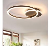 Plafonnier LED - NETTLIFE - 24W - Noir - 2 anneaux - 3000K blanc chaud - Ø35 cm