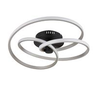 Plafonnier LED noir argent design plafonnier incurvé moderne, opale, 40W 2500Lm 3000K blanc chaud, D 50 cm