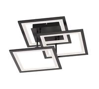 Plafonnier LED noir lampe de salon moderne dimmable, variateur 3 niveaux via interrupteur mural, 1x LED 33 watts 2500 lumen 3000K, L 50 cm Wofi 9243.03.10.9300