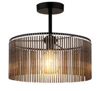 Plafonnier LED noir mat Lampe de salon Plafonnier de salle à manger fumé, métal acrylique, 7W 806lm blanc chaud, DxH 35 x 32 cm