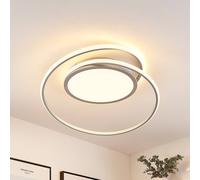 Plafonnier LED Noud Lucande, dimmable, gris, Chambre à coucher, Métal, Moderne, Plafonnier LED