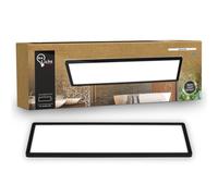 B.K.Licht - Plafonnier LED plat avec éclairage indirect, lumière blanc neutre, protection IP44, plafonnier salle de bain, lustre cuisine, lustre salon, 58 x 20 x 3 cm, noir