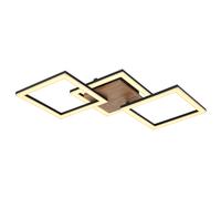 Plafonnier LED plafonnier bois pivotant salon plafonnier noir, métal opale, 30W 2200Lm blanc chaud, LxPxH 66x31x7,5 cm