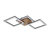 Plafonnier LED plafonnier bois plafonnier pivotant plafonnier noir, métal opale, 30W 2200Lm blanc chaud, LxPxH 66x31x7,5 cm