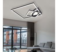 Plafonnier LED plafonnier design moderne noir lampe de salon, carré, commutation 3 étages, 40W 1400lm 3000K, LxlxH 42,5x42,5x7 cm