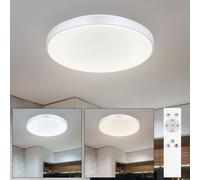 Plafonnier LED plafonnier dimmable plafonnier de salon avec télécommande, fonction mémoire veilleuse CCT, métal argenté opale blanche, 1x LED 18W 1300Lm 2700-6500K, DxH 41x6cm