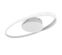 Plafonnier LED plafonnier éclairage de salle à manger de forme ovale, métal blanc, 1x LED 39 watts 4400 lumen 3000 Kelvin, LxlxH 54x32x5 cm 