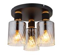 Plafonnier LED Plafonnier en verre fumé Lampe de salle à manger 3 feux noir D 32 cm