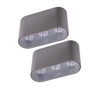 Plafonnier LED plafonnier lampe de couloir en saillie gris clair argent lampe de salon, 7W 421lm blanc chaud, L 10,5x 6,4 cm, lot de 2