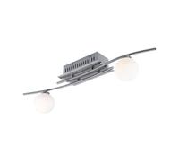 Plafonnier LED plafonnier lampe de cuisine en verre opale lampe de salon, boule design nickel chrome mat, 2x 3.8W 2x340lm 3000K, L 66 cm