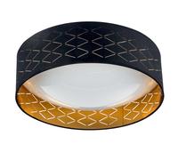 Plafonnier LED plafonnier lampe de salle à manger avec effet étoile, textile or noir, 18W 1000lm 3000K, DxH 40x12cm