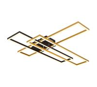 Plafonnier LED plafonnier mobile lampe design or noir, aluminium or noir, 40W 1650Lm blanc chaud, LxlxH 80x60x9,5 cm