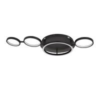 Plafonnier LED plafonnier salle à manger lampe de salon moderne LED noir en forme d'anneau, métal plastique, 1x 23W 1080lm 3000K, LxPxH 79x39x11,5 cm