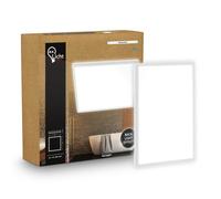 B.K.Licht - Plafonnier LED plat avec éclairage indirect, lumière blanc neutre, protection IP44, plafonnier salle de bain, lustre cuisine, lustre salon, 24 x 24 x 3 cm, blanc