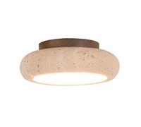 Plafonnier Led Pour Couloir, Applique Murale Jaune En Travertin, Luminaire En Bois Massif 18 W, Montage Semi-Encastré Pour Porche Ou Allée./3000K