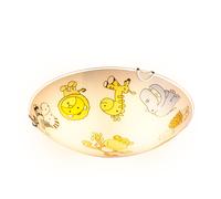 Plafonnier LED pour enfants en verre, lampe de chambre d'enfant ronde, verre coloré avec motifs d'animaux, 2x 11W 2x 1055lm blanc chaud, DxH 30x6,5 cm
