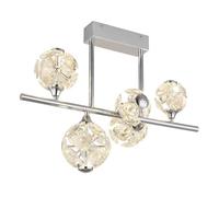 Plafonnier LED pour salon - Cristal - Métal argenté - Hauteur 46 cm