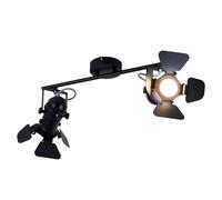 Plafonnier LED Projecteur de film Rétro Plafonnier noir Lampe de salon réglable, volets mobiles, 2x 4W 2x 400lm blanc chaud, L 54 cm