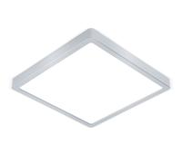 Plafonnier LED rectangulaire cuisine argent plafonnier couloir salon, acier plastique, 20,5W 2400lm blanc chaud, LxlxH 28,5x28,5x2,8 cm